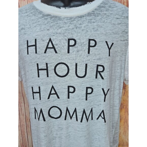 Twine & Stark "Happy Hour Happy Momma" Sheer T-Shirt Large - Picture 3 of 8